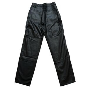 Genuine Black Leather Five Pocket Pants Women's 10 Lined Moto Reinforced Korea